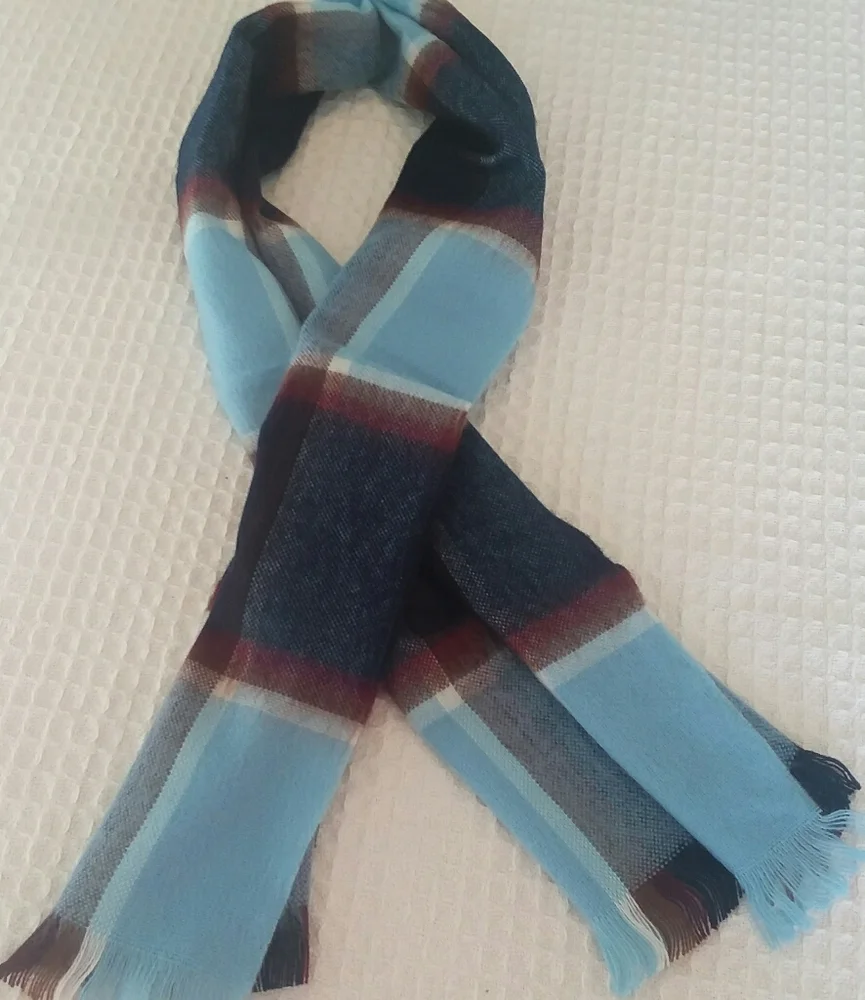 100% Brushed Acrylic Mens Plaid Scarf